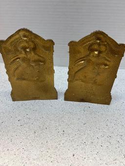 fancy bronze Victorian man and woman book end