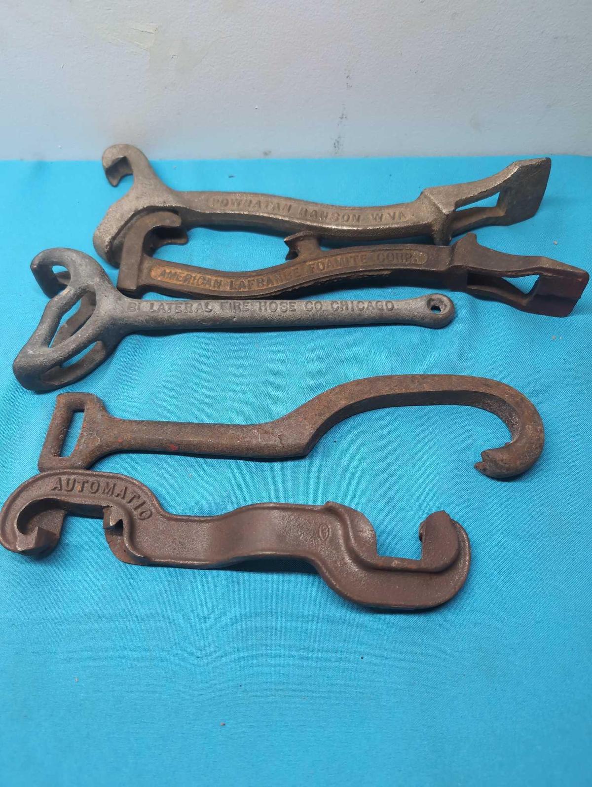 5 Antique fireman hydrant wrenches