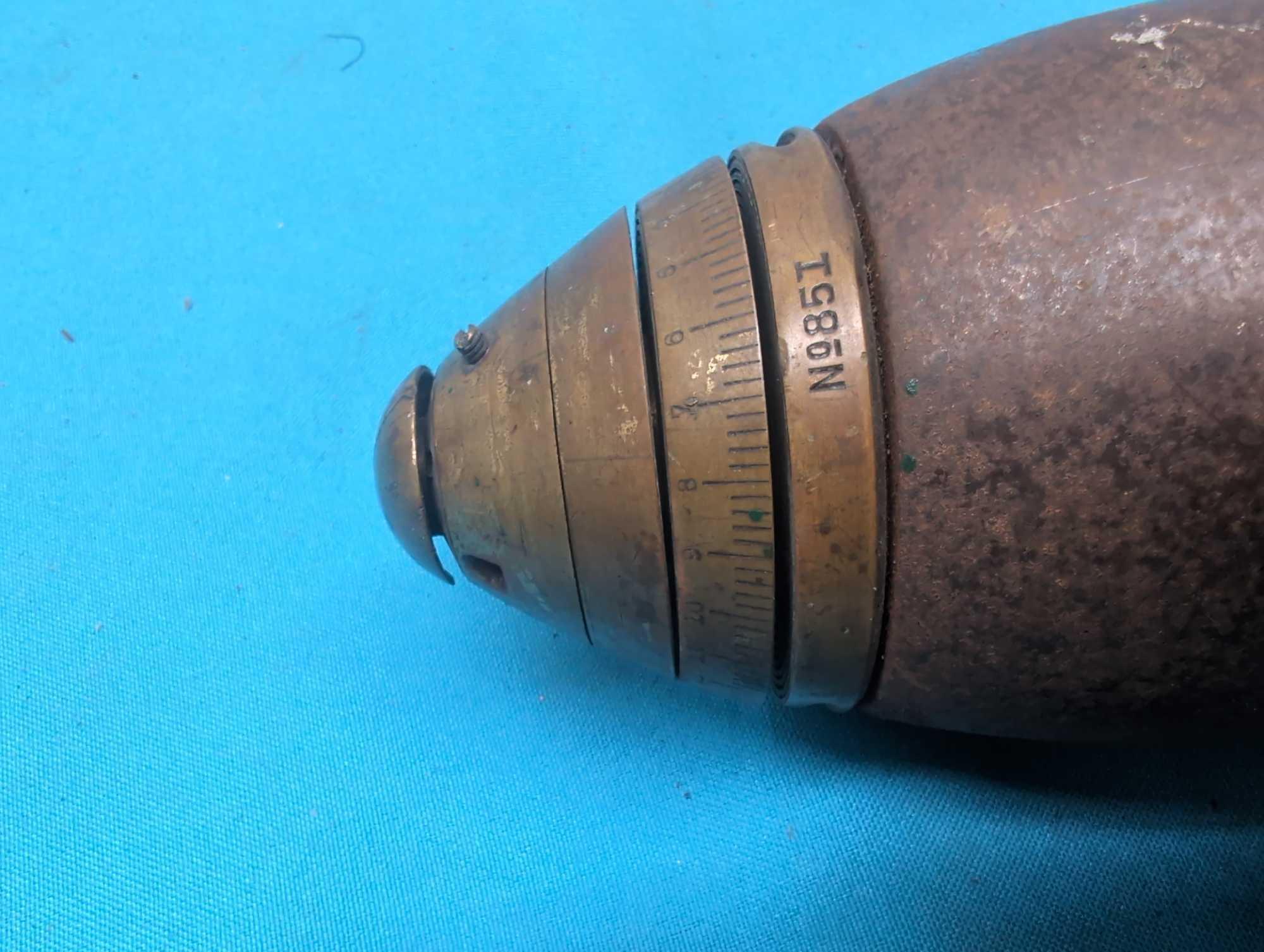 Cutaway old US artillery shell