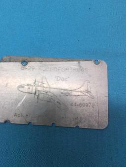 Boeing B29 Yoke Cap and Restoration tag