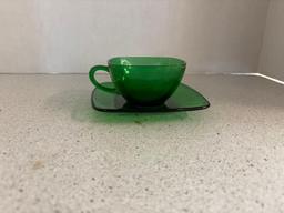 Anchor Hocking Forest Green Luncheon Set