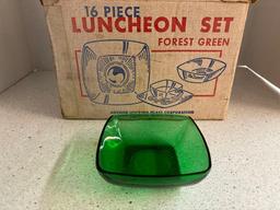 Anchor Hocking Forest Green Luncheon Set