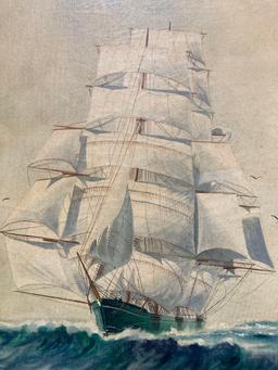 Oil on canvas ship picture