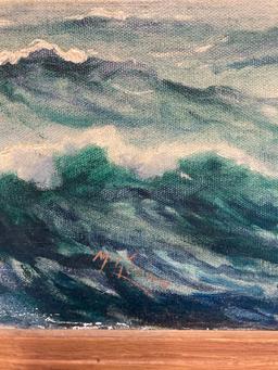 Oil on canvas ship picture