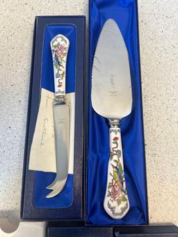 Aynsley cake knife and cheese knife in boxes