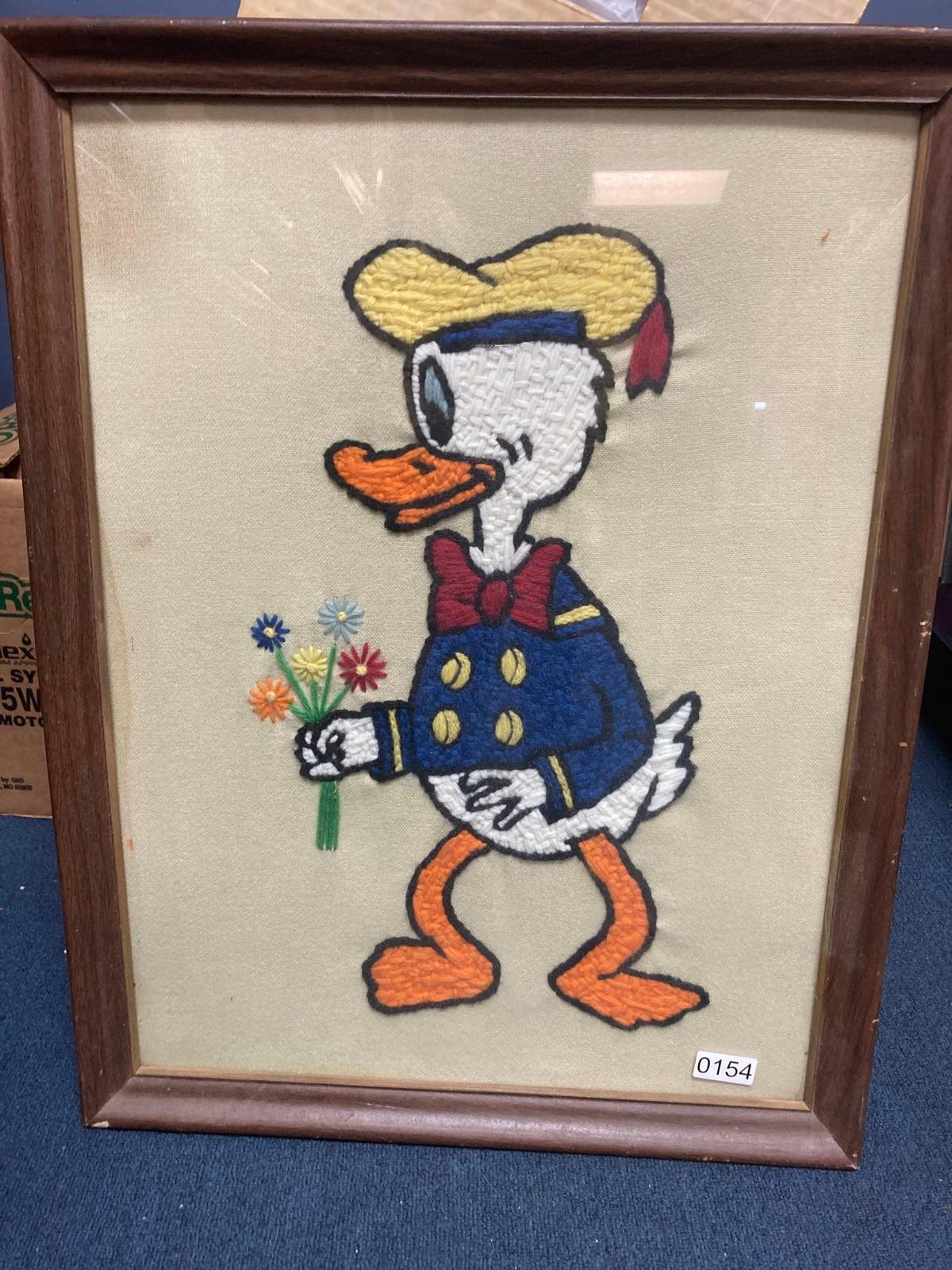 Framed needlepoint Donald Duck
