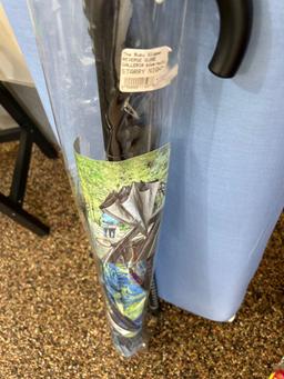 ironing board, umbrella, ice scraper