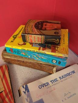 vintage sheet music, 45 DECCS records, books-- Tom Sawyer, Lennon sisters