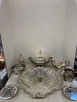 Old Sheffield chafing dish circa 1850 English silver shell dish Reed and Barton more