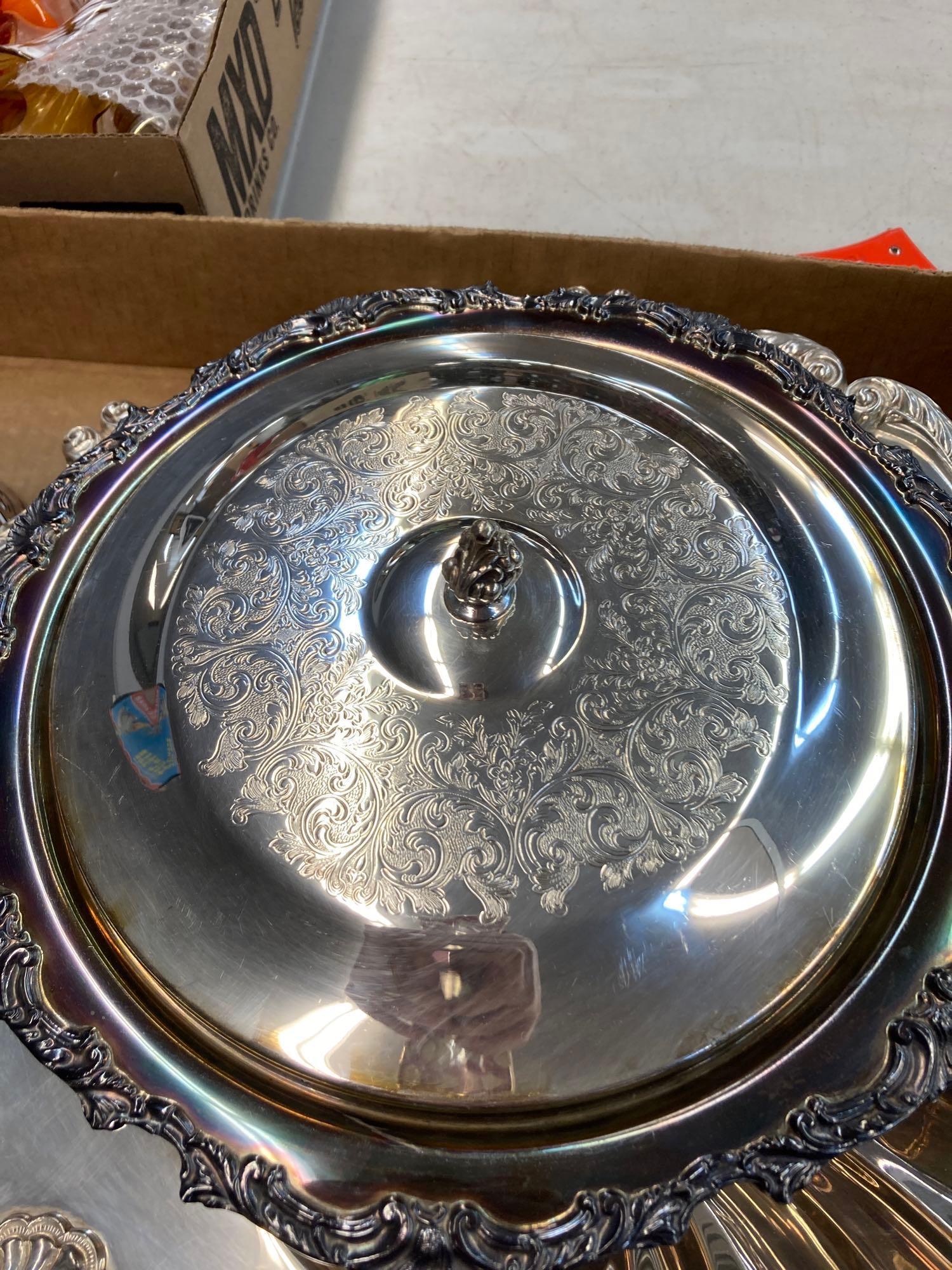 Old Sheffield chafing dish circa 1850 English silver shell dish Reed and Barton more