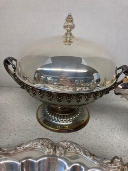 Old Sheffield chafing dish circa 1850 English silver shell dish Reed and Barton more