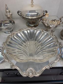 Old Sheffield chafing dish circa 1850 English silver shell dish Reed and Barton more