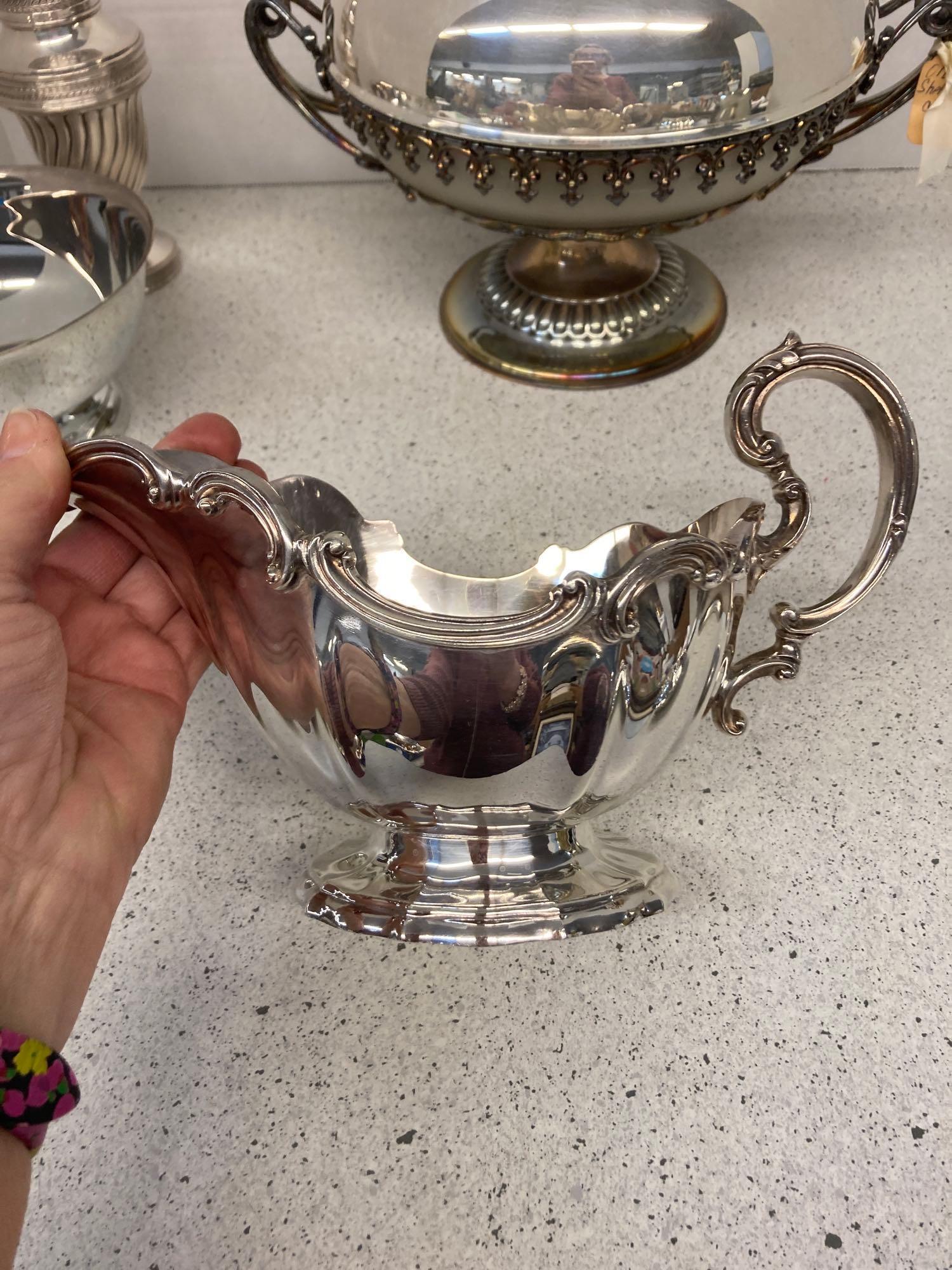 Old Sheffield chafing dish circa 1850 English silver shell dish Reed and Barton more