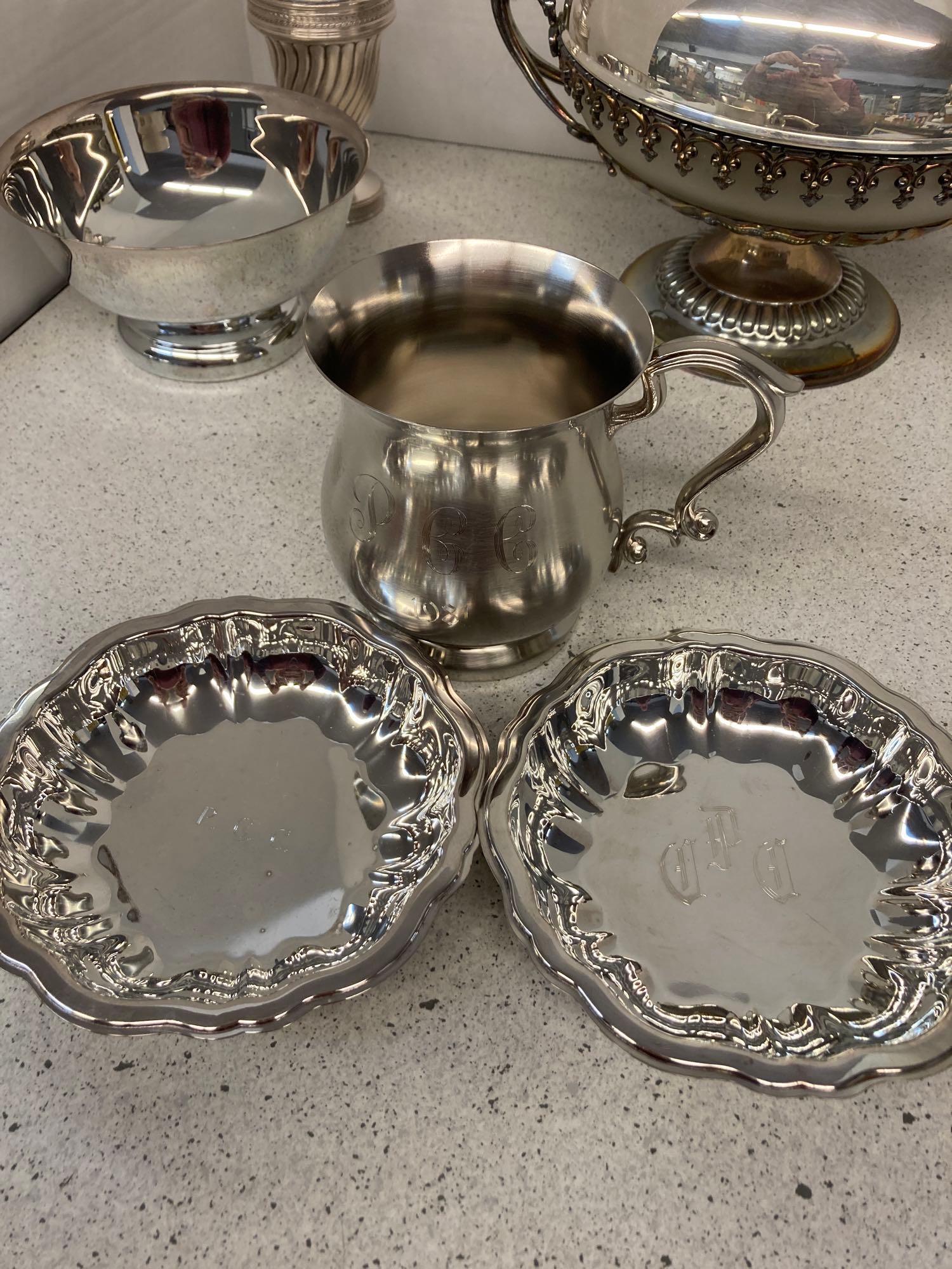 Old Sheffield chafing dish circa 1850 English silver shell dish Reed and Barton more