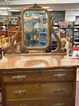 quarter sawn oak 5 drawer highboy w/ mirror