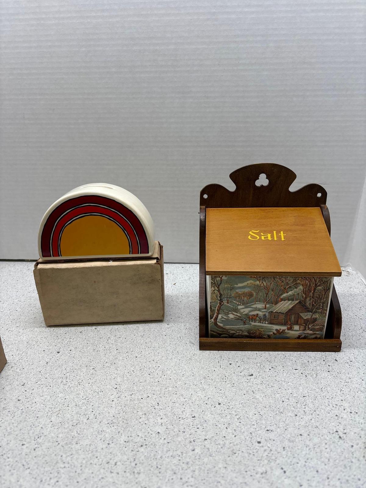 log cabin hanging salt box rainbow bank