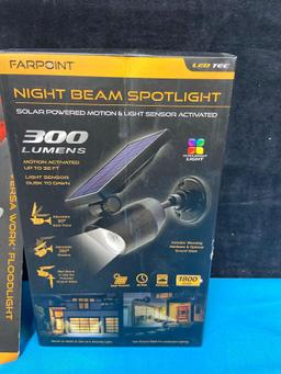 New floodlight night beam spotlight and 3 flashlights