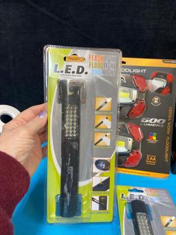 New floodlight night beam spotlight and 3 flashlights