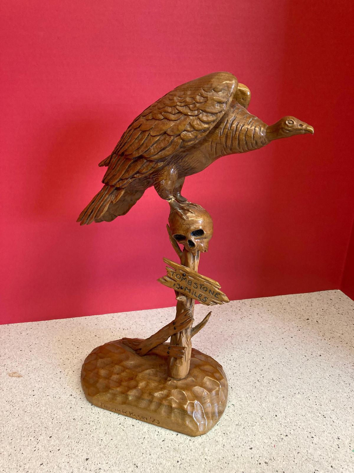 Frank R Klein 1973 carved buzzard
