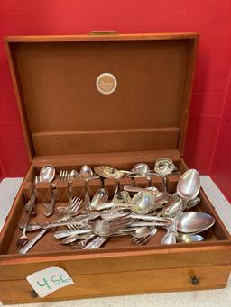 Miscellaneous silverware in chest