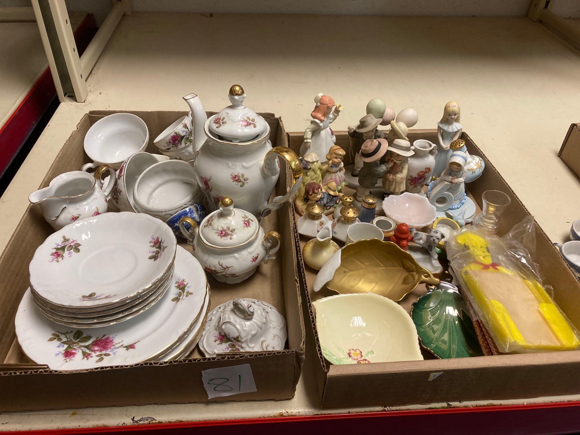 Vintage tea set, porcelain figurines and more