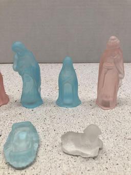 Pastel glass nativity figures