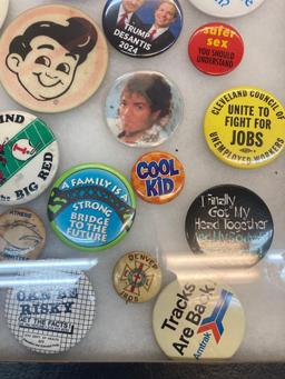 Novelty and political buttons