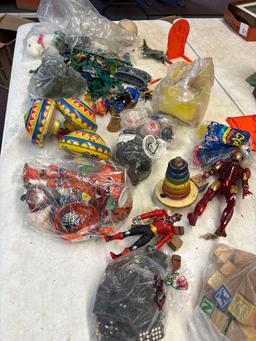 vintage toys army men Iron Man Power Rangers noisemakers dominoes etc.