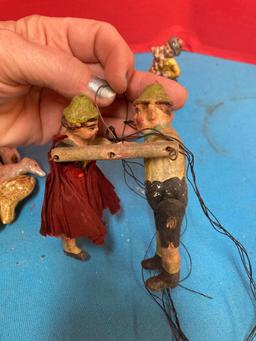 Vintage mini marionettes, porcelain figures and more