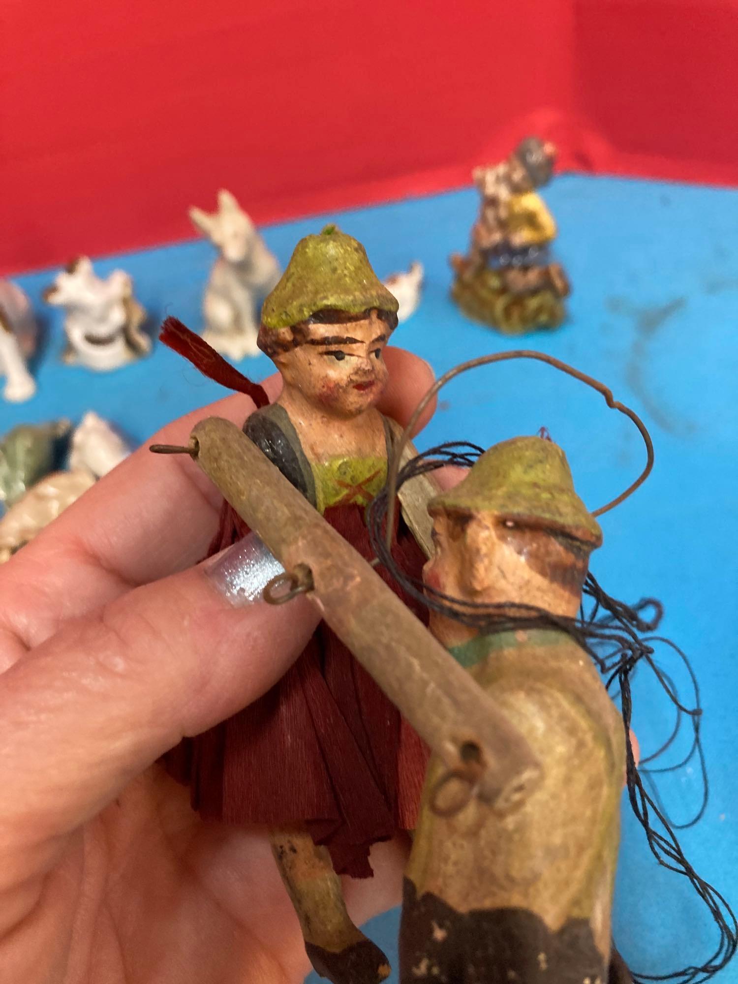 Vintage mini marionettes, porcelain figures and more