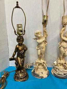 4 cherub lamps