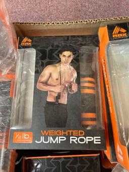 Box full of new weighted jump ropes for working out