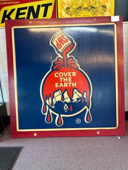 Vintage Sherman Williams paint sign Cover the Earth. 60 in.square Great condition