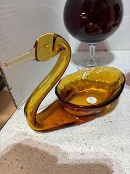Nice selection of colored glass Viking swan