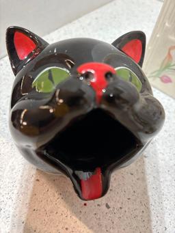 vintage black cat ashtray depression salt and pepper shakers