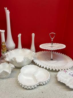 9 pcs Fenton westmoreland milk glass Spanish lace