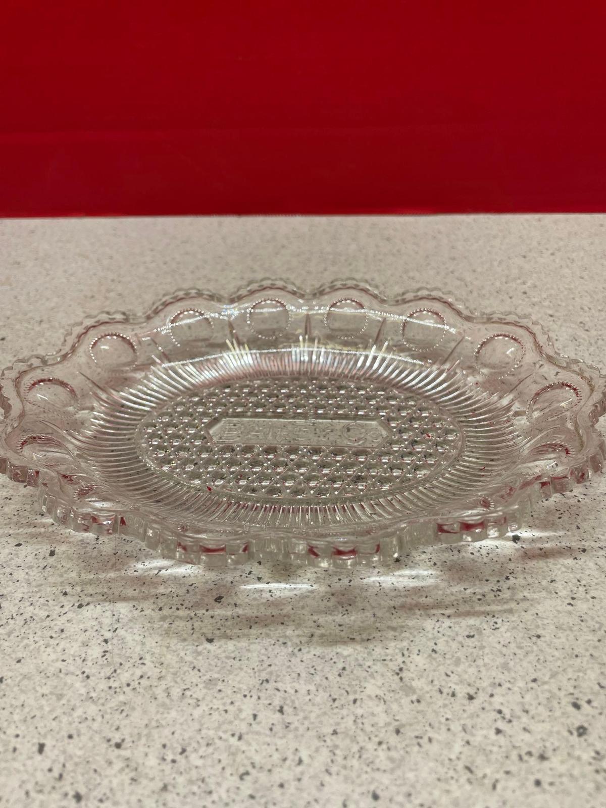 Bailey company Cleveland Ohio oval glass candy dish 8 inches long