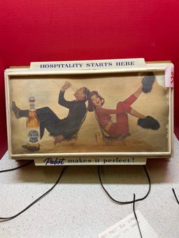 1950?s Pabst Blue Ribbon Beer light Swinging young couple Works fine