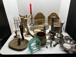 large quantity of brass items