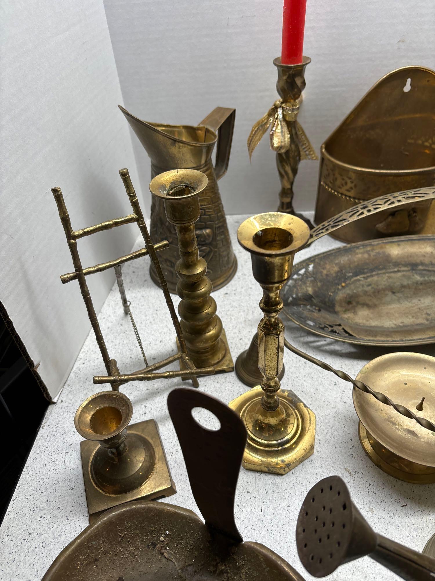 large quantity of brass items