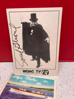 Cleveland Akron Cedar point postcards and Son of Ghoul signed photo