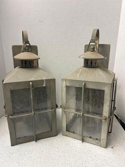 vintage lantern, shape, light fixtures with antique style bubble, glass panels