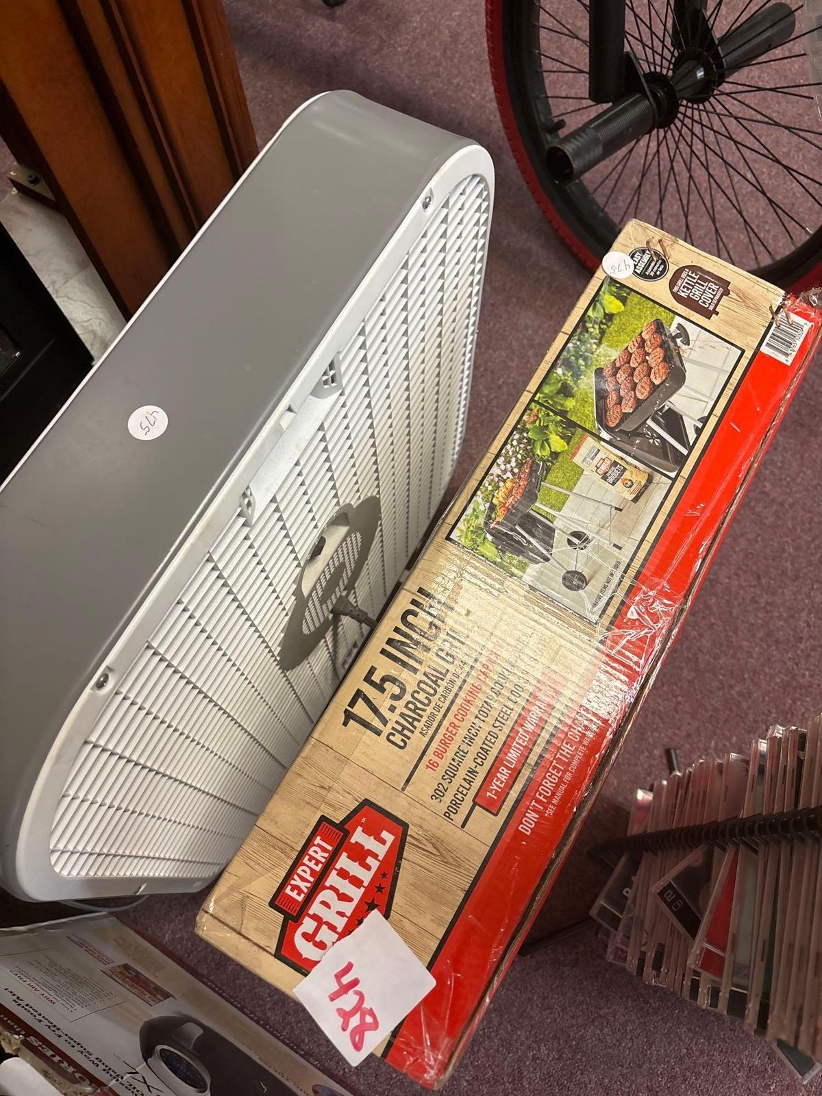 box fan 17 1/2 half inch charcoal grill in box