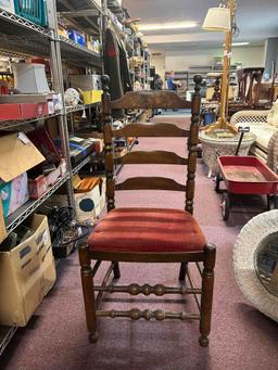 3 ladder back chairs, small dining table, maple accent chair