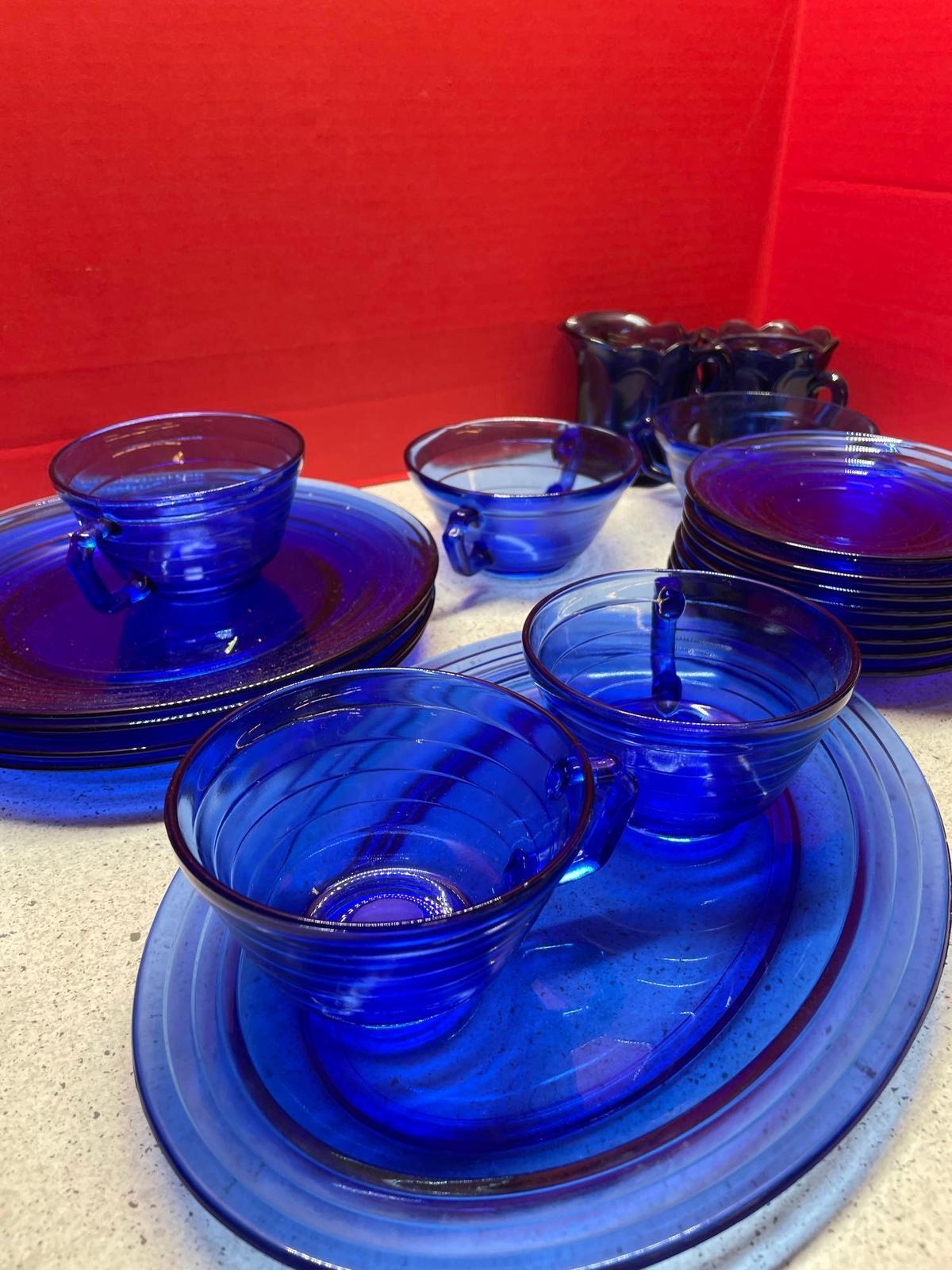 approx 40 pieces Cobalt blue glassware Variety