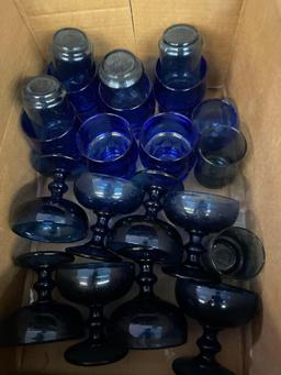 approx 40 pieces Cobalt blue glassware Variety