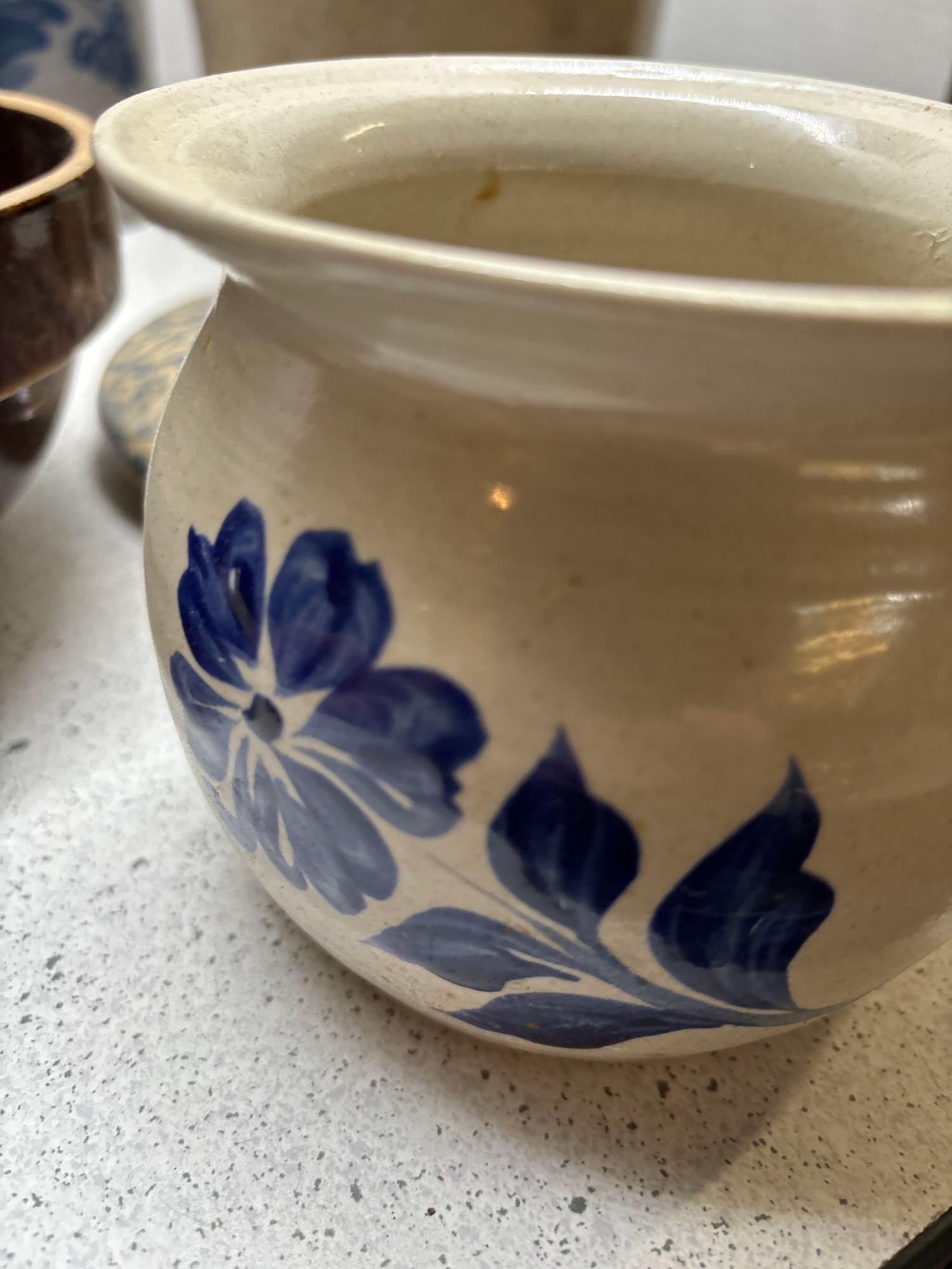 crocks Jugs Blue decorated pottery