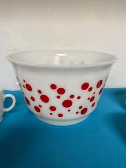 Hazel Atlas polka dot punch bowl and mug set