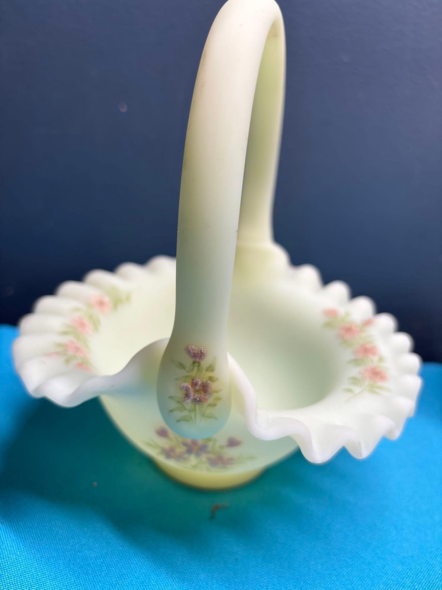 Fenton cameo opalescent Fenton hand painted basket compote other Fenton glass