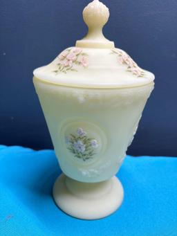 Fenton cameo opalescent Fenton hand painted basket compote other Fenton glass